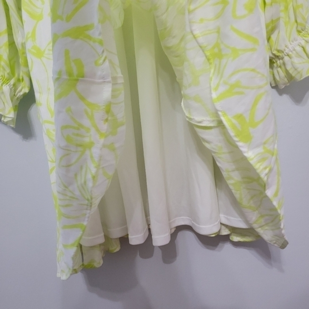 Torrid Mini Wash Gauze Wide‎ Waist Skater Dress Size 1X Floral Yellow Green Lime - Picture 10 of 16